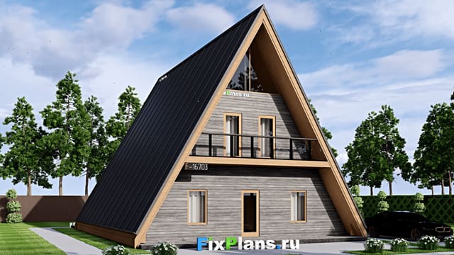 Одноэтажный дом с мансардой  F-16703