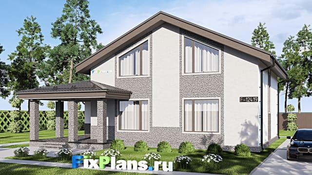 Одноэтажный дом с мансардой  F-12419