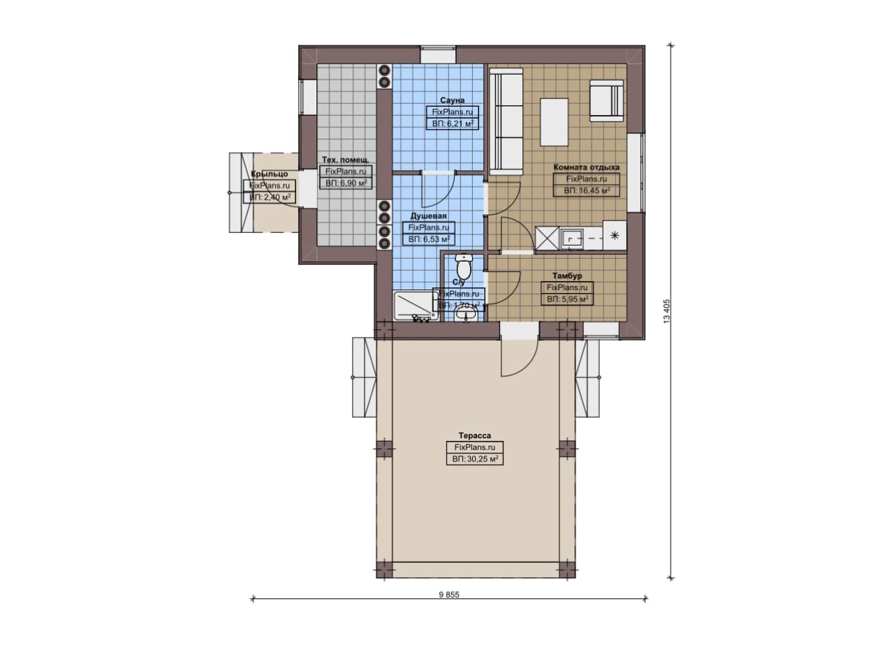Планировка Одноэтажный дом F-15380