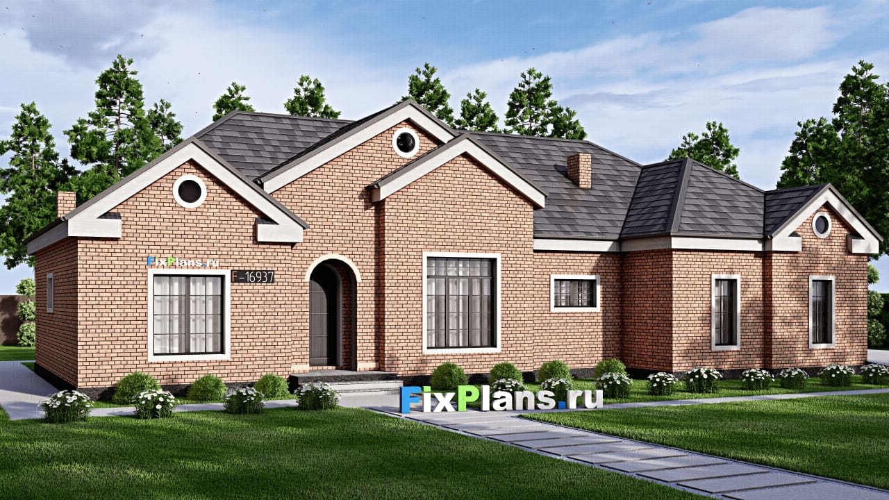 Одноэтажный дом F-16937 — фасад